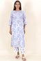 Terry Voile Kurta Pant Set With Dupatta In Block Print