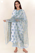 Cambric Cotton Kurta Pant Set With Dupatta In Block Print