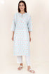 Cotton Kurta Pant Set With Dupatta In Block Print