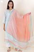 Cotton Kurta Pant Set With Dupatta In Block Print
