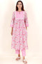 Cotton Kurta Pant Set With Dupatta In Block Print
