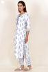 Cotton Kurta Pant Set With Dupatta In Block Print