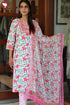 Cotton Kurta Pant Set With Dupatta In Block Print