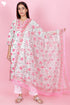 Cotton Kurta Pant Set With Dupatta In Block Print