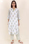 Kota Doria Kurta Pant Set With Chiffon Dupatta In Block Print