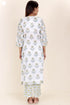Kota Doria Kurta Pant Set With Chiffon Dupatta In Block Print