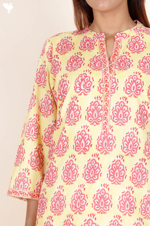 Bizzy Lizzy Kurta Pant Set With Dupatta In Block Print