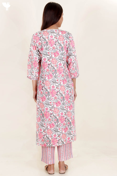 Bizzy Lizzy Kurta Pant Set With Dupatta In Block Print