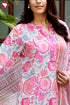 Mulmul Kurta Pant Set With Kota Dupatta In Block Print
