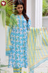 Mulmul Kurta Pant Set With Kota Dupatta In Block Print