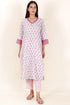 Kota Doria Kurta Pant Set With Dupatta In Block Print