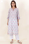 Kota Doria Kurta Pant Set With Dupatta In Block Print