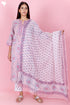 Kota Doria Kurta Pant Set With Dupatta In Block Print