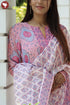 Kota Doria Kurta Pant Set With Dupatta In Block Print