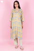 Kota Doria Kurta Pant Set With Dupatta In Block Print