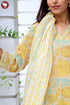 Kota Doria Kurta Pant Set With Dupatta In Block Print
