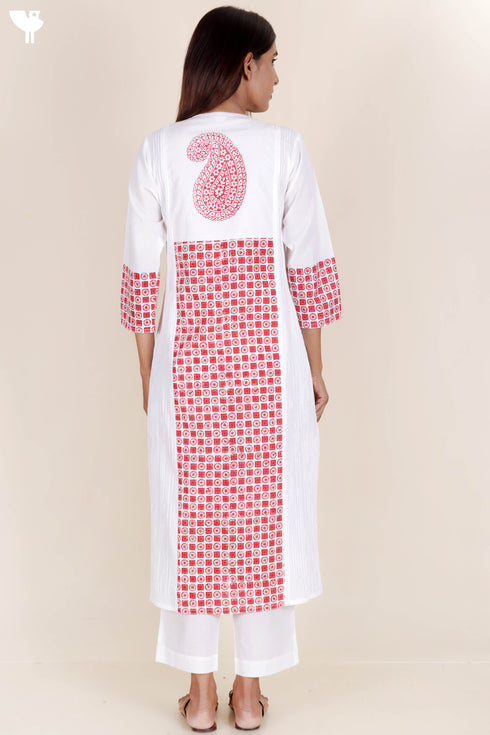 Cotton Kurta And Pant Set With Dupatta In Block Print