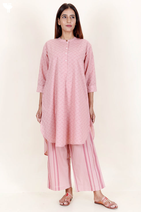 Cotton Kurta And Pant Set In Block Print