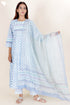 Cotton Kurta Pant Set With Dupatta In Block Print