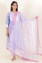 Cotton Kurta Pant With Dupatta Set In Block Print