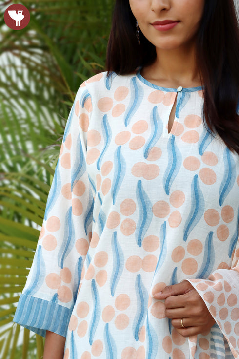 Chanderi Silk Kurta Pant And Dupatta Set In Block Print