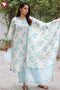 Chanderi Silk Kurta Pant And Dupatta Set In Block Print