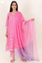 Kota Doria Kurta Pant And Dupatta Set With Gota Patti