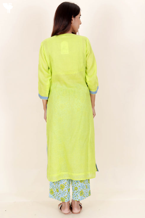 Kota Doria Kurta Pant And Dupatta Set With Gota Patti