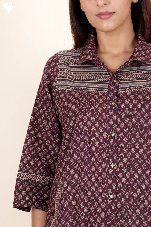 Cambric Cotton Kurta And Pant Set In Graphic Print
