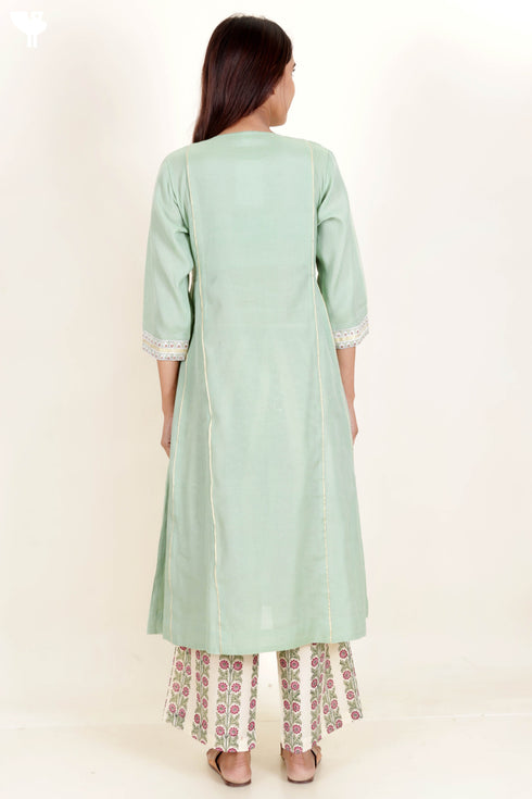 Chanderi Silk Kurta With Dupatta And Pant Set