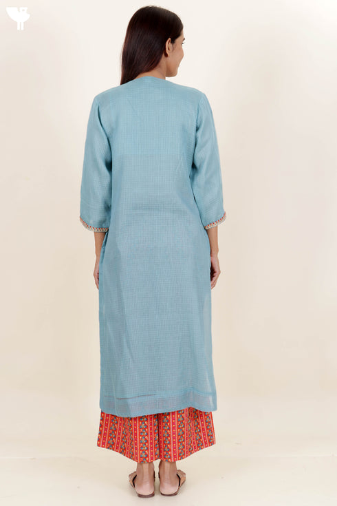 Kota Doria Kurta Dupatta And Pant Set