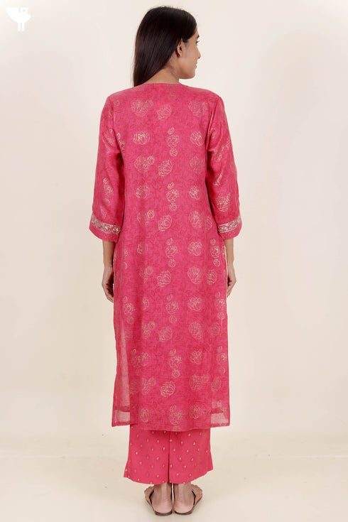 Kota Doria Kurta- Dupatta And Pant Set