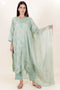 Kota Doria Kurta- Dupatta And Pant Set