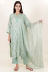 Kota Doria Kurta- Dupatta And Pant Set