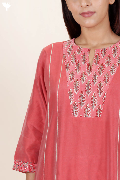 Chanderi Silk Kurta With Chanderi Dupatta And Pant Set
