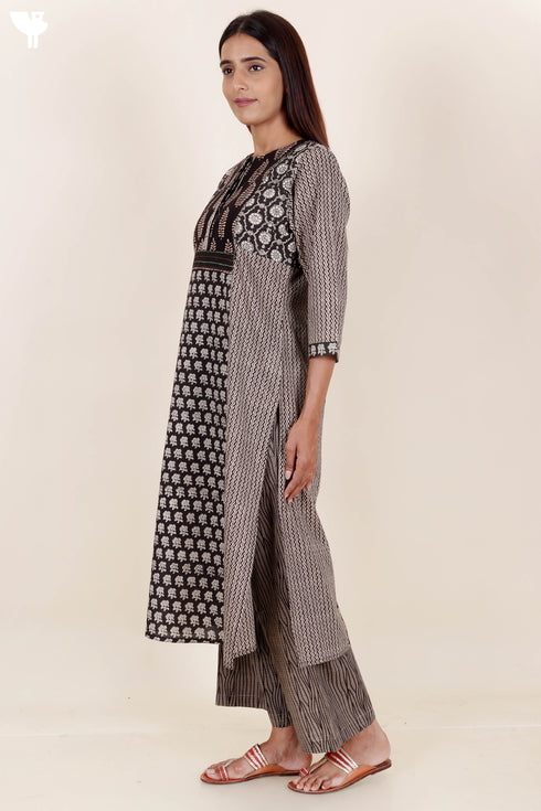 Cambric Cotton Kurta And Pant Set In Floral Print