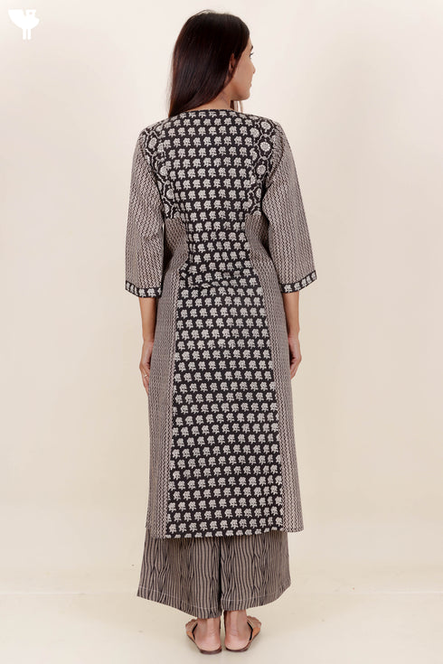 Cambric Cotton Kurta And Pant Set In Floral Print