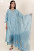 Chanderi Silk Kurta Pant And Dupatta Set In Block Print