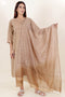Chanderi Silk Kurta Pant And Dupatta Set In Block Print