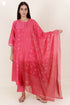 Chanderi Silk Kurta Pant And Dupatta Set In Block Print