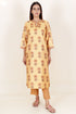 Tussar Cotton Kurta Pant And Dupatta Set In Floral Block Print