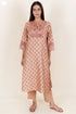 Tussar Cotton Kurta Pant And Dupatta Set In Floral Block Print