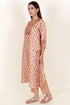 Tussar Cotton Kurta Pant And Dupatta Set In Floral Block Print