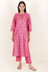 Tussar Cotton Kurta Pant And Dupatta Set In Floral Block Print