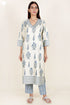 Tussar Cotton Kurta Pant And Dupatta Set In Block Print