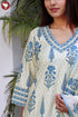 Tussar Cotton Kurta Pant And Dupatta Set In Block Print