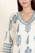 Tussar Cotton Kurta Pant And Dupatta Set In Block Print