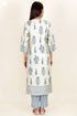 Tussar Cotton Kurta Pant And Dupatta Set In Block Print