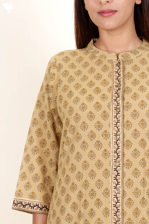Khaadi Cotton Kurta And Pant Set With Block Print