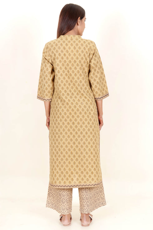 Khaadi Cotton Kurta And Pant Set With Block Print